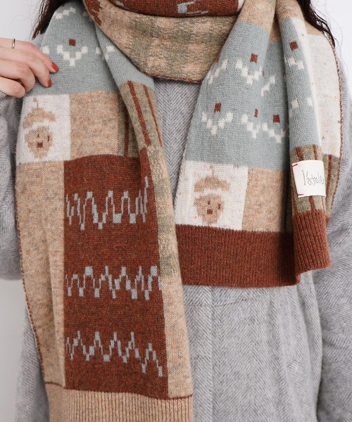l'atelier du savon（アトリエドサボン）の「_カラフルジャガード　ふとマフラー（ストール/ショール・レディース・ブラウン/グレー・FREE）」の16枚目の写真