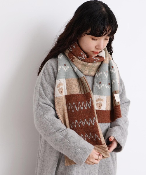 l'atelier du savon（アトリエドサボン）の「_カラフルジャガード　ふとマフラー（ストール/ショール・レディース・ブラウン/グレー・FREE）」の18枚目の写真