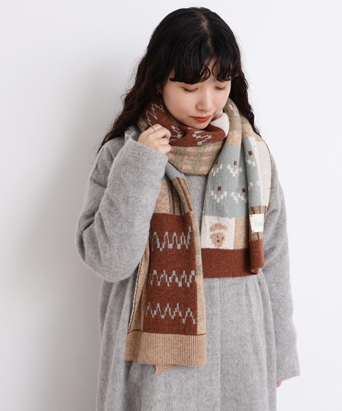 l'atelier du savon（アトリエドサボン）の「_カラフルジャガード　ふとマフラー（ストール/ショール・レディース・ブラウン/グレー・FREE）」の19枚目の写真