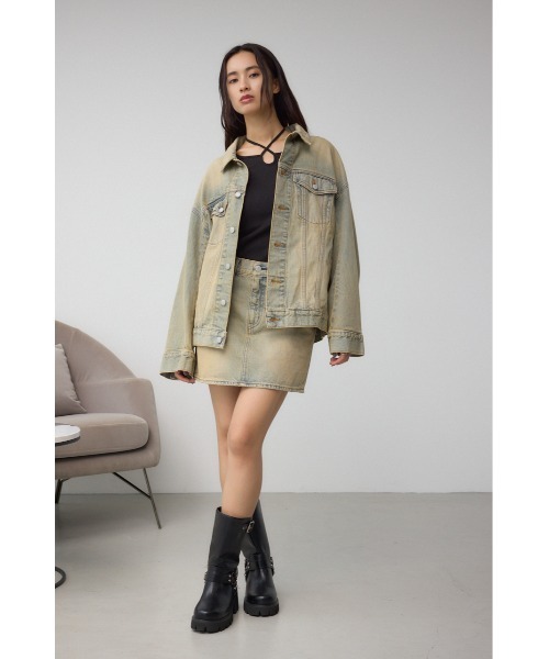 AZUL by moussy（アズールバイマウジー）の「AZUL DENIM ヴィンテージデニムミニスカート（デニムスカート・レディース・ライトブルー・SMALL/MEDIUM）」の3枚目の写真