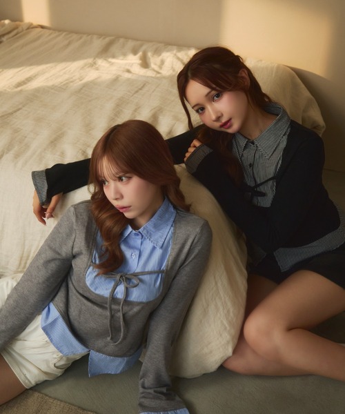 ストライプシャツドッキングニット（ニット/セーター）｜TITTY&CO