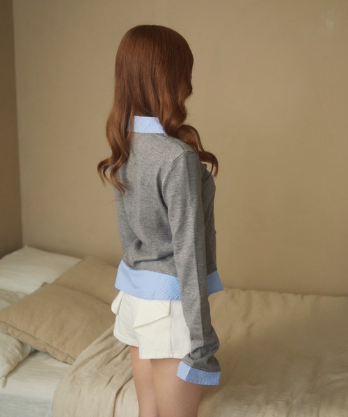 ストライプシャツドッキングニット（ニット/セーター）｜TITTY&CO