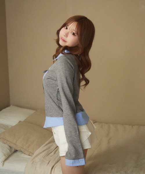 ストライプシャツドッキングニット（ニット/セーター）｜TITTY&CO