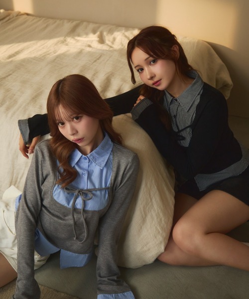 ストライプシャツドッキングニット（ニット/セーター）｜TITTY&CO