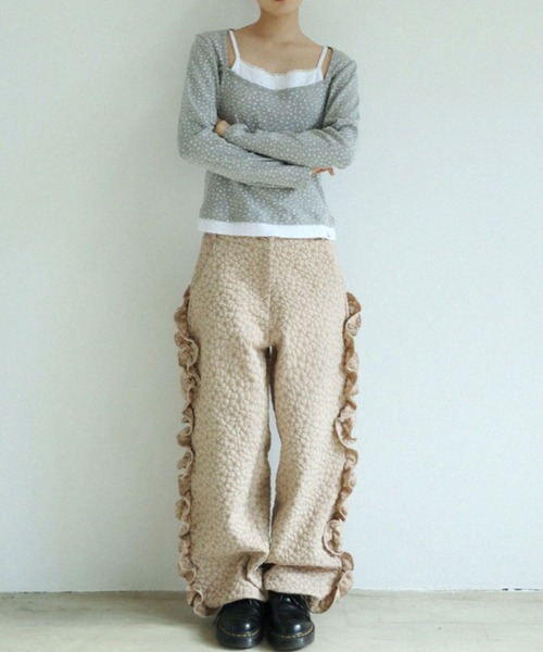 UGLY SHADOW（アグリーシャドウ）の「【Uglyshadow】FLOWER LAYERED T-SHIRT / 【アグリーシャドウ】フラワーレイヤード長袖Ｔシャツ（Tシャツ/カットソー・レディース・ブルー/グレー/アイボリー・ONE SIZE）」の20枚目の写真