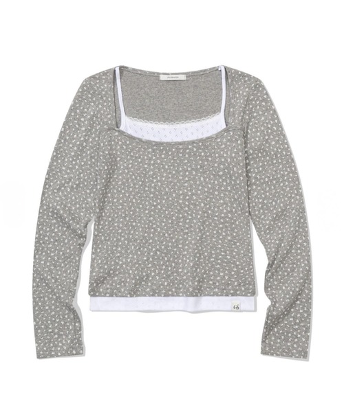 UGLY SHADOW（アグリーシャドウ）の「【Uglyshadow】FLOWER LAYERED T-SHIRT / 【アグリーシャドウ】フラワーレイヤード長袖Ｔシャツ（Tシャツ/カットソー・レディース・ブルー/グレー/アイボリー・ONE SIZE）」の22枚目の写真