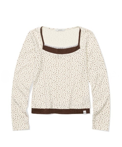 UGLY SHADOW（アグリーシャドウ）の「【Uglyshadow】FLOWER LAYERED T-SHIRT / 【アグリーシャドウ】フラワーレイヤード長袖Ｔシャツ（Tシャツ/カットソー・レディース・ブルー/グレー/アイボリー・ONE SIZE）」の11枚目の写真