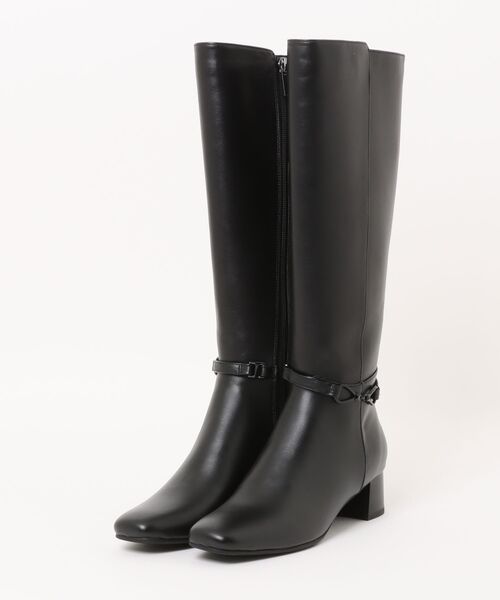 MELMO(メルモ)の「ベルテッドロングブーツ(ブーツ・レディース・ブラック・24.5cm/24.0cm/23.5cm/23.0cm/22.5cm)」の1枚目の写真