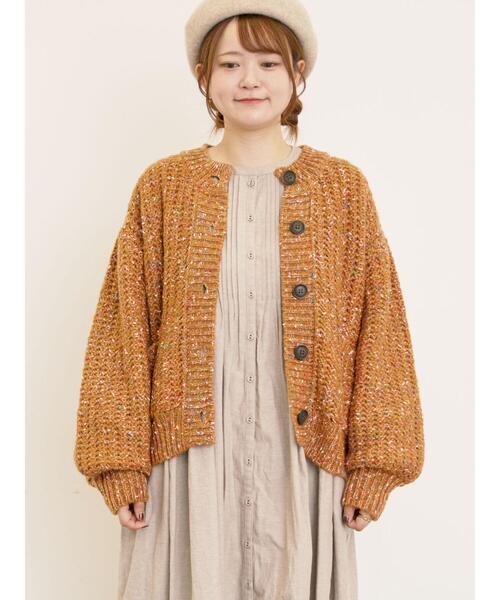 Samansa Mos2（サマンサ モスモス）の「カラーネップローゲージカーディガン（カーディガン/ボレロ・レディース・チャコールグレー/グリーン/ブラウン/キナリ・F）」の6枚目の写真