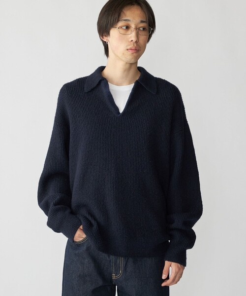 City Ambient Products（シティアンビエントプロダクツ）の「City Ambient Products: AZE スキッパー ポロシャツ（ニット/セーター・メンズ・ブラウン/ネイビー・SMALL/MEDIUM/LARGE）」の10枚目の写真