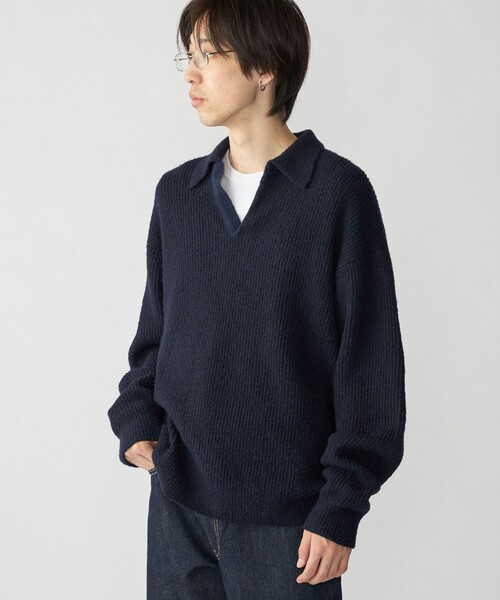 City Ambient Products（シティアンビエントプロダクツ）の「City Ambient Products: AZE スキッパー ポロシャツ（ニット/セーター・メンズ・ブラウン/ネイビー・SMALL/MEDIUM/LARGE）」の11枚目の写真