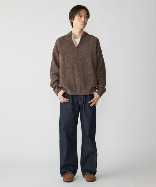 City Ambient Products（シティアンビエントプロダクツ）の「City Ambient Products: AZE スキッパー ポロシャツ（ニット/セーター・メンズ・ブラウン/ネイビー・SMALL/MEDIUM/LARGE）」の12枚目の写真