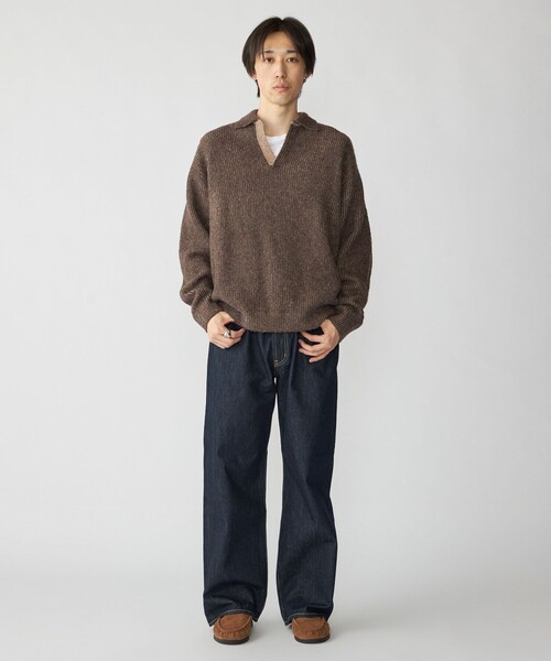 City Ambient Products（シティアンビエントプロダクツ）の「City Ambient Products: AZE スキッパー ポロシャツ（ニット/セーター・メンズ・ブラウン/ネイビー・SMALL/MEDIUM/LARGE）」の13枚目の写真