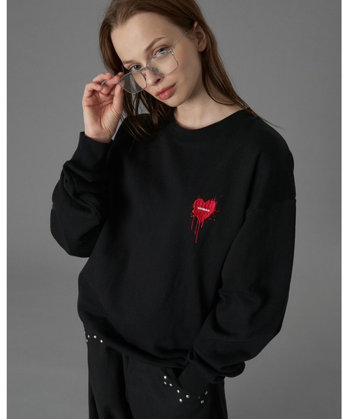 【 UMBRO 】 ONCILYハートロゴドローコードスウェット　オンシェリー UMBRO 】HEART LOGO DRAW CODE SWEAT / ハートロゴドローコード