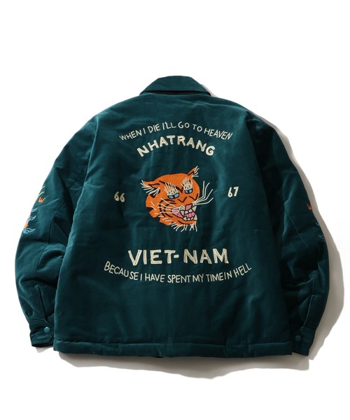 HOUSTON（ヒューストン）の「【HOUSTON/ヒューストン】 REVERSIBLE VIETNAM JACKET / リバーシブル ヴェトナム ジャケット（スカジャン・メンズ・グリーン/ブラック・M/L/XL）」の8枚目の写真