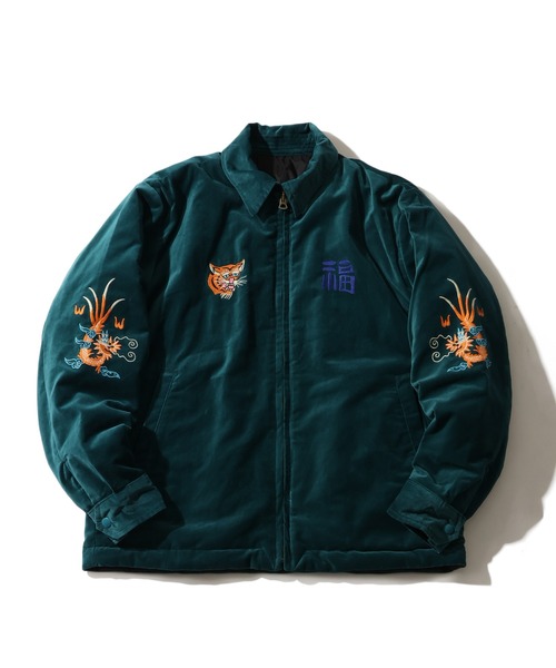 HOUSTON（ヒューストン）の「【HOUSTON/ヒューストン】 REVERSIBLE VIETNAM JACKET / リバーシブル ヴェトナム ジャケット（スカジャン・メンズ・グリーン/ブラック・M/L/XL）」の7枚目の写真