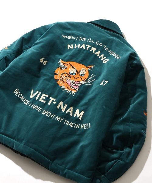 HOUSTON（ヒューストン）の「【HOUSTON/ヒューストン】 REVERSIBLE VIETNAM JACKET / リバーシブル ヴェトナム ジャケット（スカジャン・メンズ・グリーン/ブラック・M/L/XL）」の18枚目の写真
