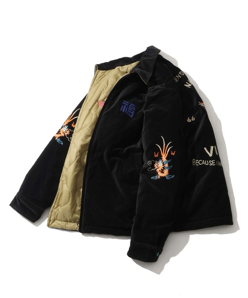 HOUSTON（ヒューストン）の「【HOUSTON/ヒューストン】 REVERSIBLE VIETNAM JACKET / リバーシブル ヴェトナム ジャケット（スカジャン・メンズ・グリーン/ブラック・M/L/XL）」の12枚目の写真