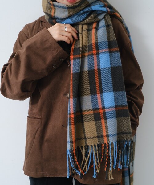 Kastane（カスタネ）の「チェックプレイマフラー（マフラー・レディース・ブラウン/ベージュ・FREE）」の5枚目の写真