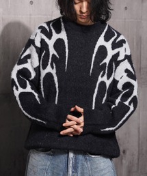 トライバル柄 ルーズ フェザーニット / Tribal Pattern Loose Feather Knit