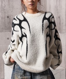 トライバル柄 ルーズ フェザーニット / Tribal Pattern Loose Feather Knit