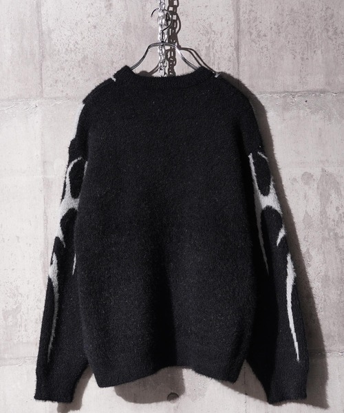 1111clothing(ワンフォークロージング)の「トライバル柄 ルーズ フェザーニット / Tribal Pattern Loose Feather Knit(ニット/セーター・メンズ・ブラック系1/ボルドー/ナチュラル/ブラック系2・M/L)」の19枚目の写真