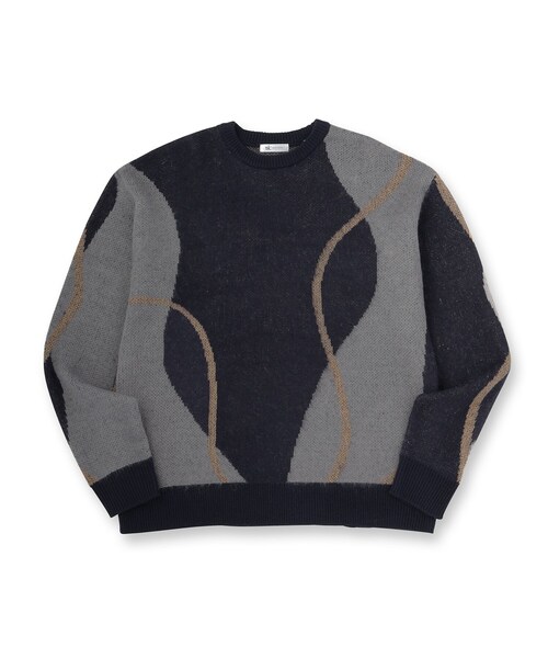 tk.TAKEO KIKUCHI（ティーケータケオキクチ）の「コンプリケートラインアートプルオーバー（ニット/セーター・メンズ・ブラック/オフホワイト/ブルー系その他・02/03）」の4枚目の写真