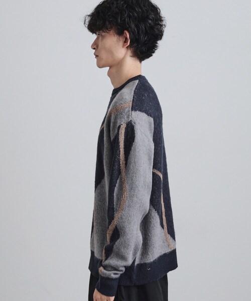 tk.TAKEO KIKUCHI（ティーケータケオキクチ）の「コンプリケートラインアートプルオーバー（ニット/セーター・メンズ・ブラック/オフホワイト/ブルー系その他・02/03）」の18枚目の写真