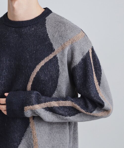 tk.TAKEO KIKUCHI（ティーケータケオキクチ）の「コンプリケートラインアートプルオーバー（ニット/セーター・メンズ・ブラック/オフホワイト/ブルー系その他・02/03）」の21枚目の写真