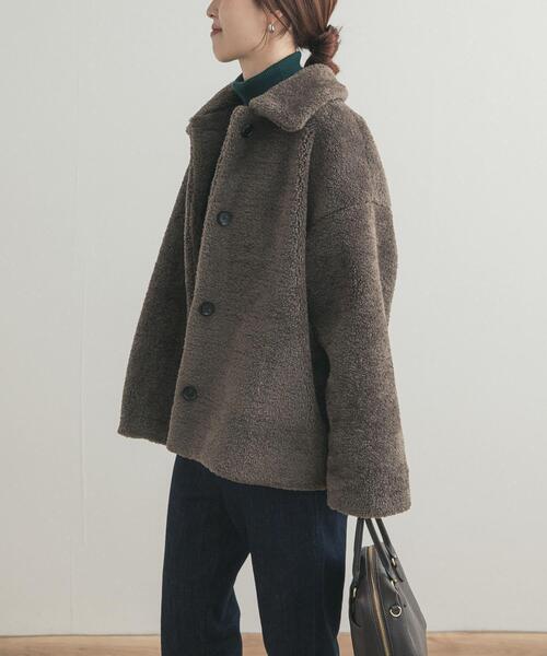 URBAN RESEARCH DOORS（アーバンリサーチドアーズ）の「コクーンシルエットボアコート（その他アウター・レディース・チャコールグレー/ブラウン・MEDIUM）」の19枚目の写真