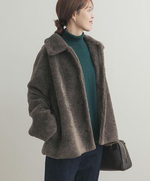 URBAN RESEARCH DOORS（アーバンリサーチドアーズ）の「コクーンシルエットボアコート（その他アウター・レディース・チャコールグレー/ブラウン・MEDIUM）」の21枚目の写真