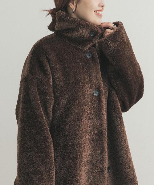 URBAN RESEARCH DOORS（アーバンリサーチドアーズ）の「コクーンシルエットボアコート（その他アウター・レディース・チャコールグレー/ブラウン・MEDIUM）」の15枚目の写真