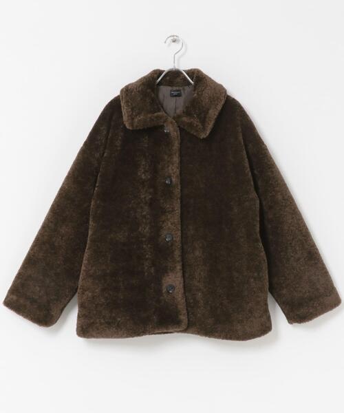 URBAN RESEARCH DOORS（アーバンリサーチドアーズ）の「コクーンシルエットボアコート（その他アウター・レディース・チャコールグレー/ブラウン・MEDIUM）」の16枚目の写真