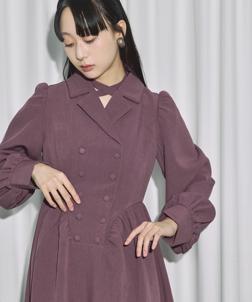 2way code neck トレンチデザインワンピース（ワンピース）｜Ezick