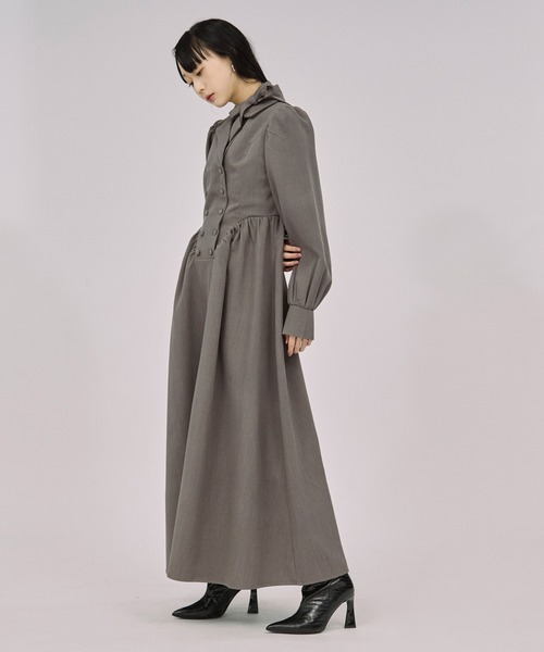 Ezick（エジック）の「2way code neck トレンチデザインワンピース（ワンピース・レディース・アッシュグレー/スモークピンク・FREE）」の16枚目の写真