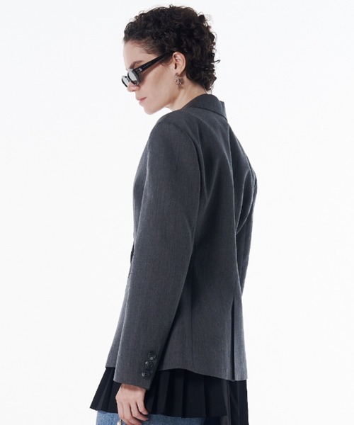 JOSE MOON（ジョゼムーン）の「WAIST CONSCIOUS PAT IN JACKET/ウエストコンシャスパットインジャケット（テーラードジャケット・レディース・グレー/ブラック・36/38）」の4枚目の写真