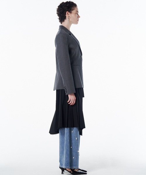 JOSE MOON（ジョゼムーン）の「WAIST CONSCIOUS PAT IN JACKET/ウエストコンシャスパットインジャケット（テーラードジャケット・レディース・グレー/ブラック・36/38）」の9枚目の写真