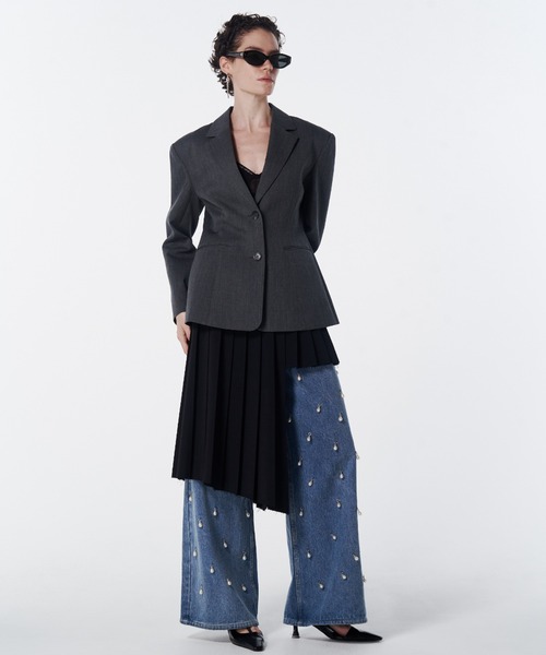 JOSE MOON（ジョゼムーン）の「WAIST CONSCIOUS PAT IN JACKET/ウエストコンシャスパットインジャケット（テーラードジャケット・レディース・グレー/ブラック・36/38）」の10枚目の写真