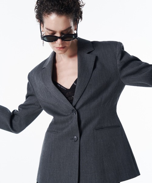 JOSE MOON（ジョゼムーン）の「WAIST CONSCIOUS PAT IN JACKET/ウエストコンシャスパットインジャケット（テーラードジャケット・レディース・グレー/ブラック・36/38）」の11枚目の写真