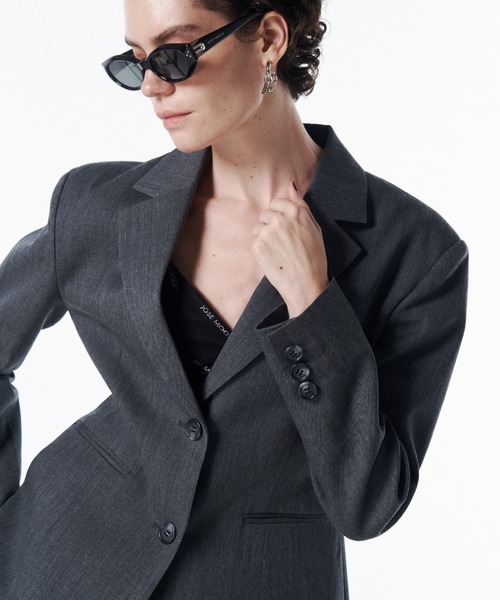 JOSE MOON（ジョゼムーン）の「WAIST CONSCIOUS PAT IN JACKET/ウエストコンシャスパットインジャケット（テーラードジャケット・レディース・グレー/ブラック・36/38）」の13枚目の写真