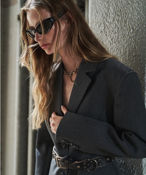 JOSE MOON（ジョゼムーン）の「WAIST CONSCIOUS PAT IN JACKET/ウエストコンシャスパットインジャケット（テーラードジャケット・レディース・グレー/ブラック・36/38）」の21枚目の写真