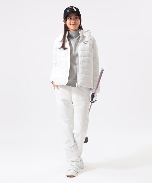 BEAMS GOLF(ビームスゴルフ)の「BEAMS GOLF ORANGE LABEL / レオフィール(R)フード付き 中綿 ハイブリッド ブルゾン(撥水)(ブルゾン・レディース・ホワイト/ブラック・LARGE/SMALL/MEDIUM)」の3枚目の写真