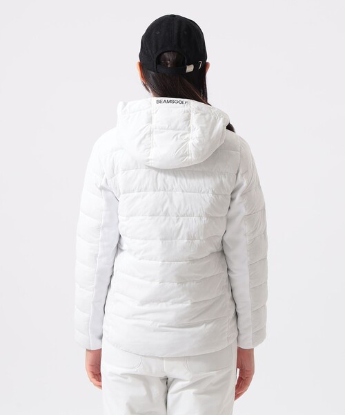 BEAMS GOLF(ビームスゴルフ)の「BEAMS GOLF ORANGE LABEL / レオフィール(R)フード付き 中綿 ハイブリッド ブルゾン(撥水)(ブルゾン・レディース・ホワイト/ブラック・LARGE/SMALL/MEDIUM)」の7枚目の写真