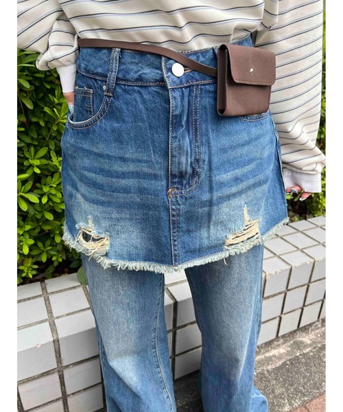 WC（ダブル シー）の「スカートドッキングデニム（デニムパンツ・レディース・ブルー系その他/ブラック系その他・FREE）」の3枚目の写真