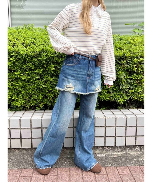 WC（ダブル シー）の「スカートドッキングデニム（デニムパンツ・レディース・ブルー系その他/ブラック系その他・FREE）」の4枚目の写真