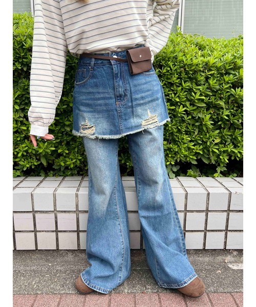 WC（ダブル シー）の「スカートドッキングデニム（デニムパンツ・レディース・ブルー系その他/ブラック系その他・FREE）」の5枚目の写真