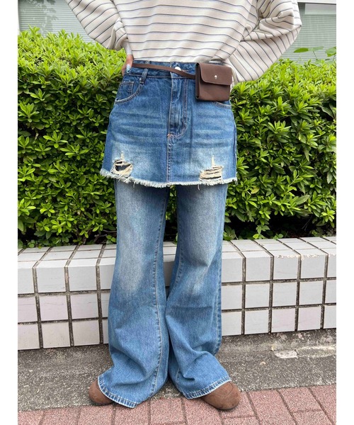 WC（ダブル シー）の「スカートドッキングデニム（デニムパンツ・レディース・ブルー系その他/ブラック系その他・FREE）」の6枚目の写真