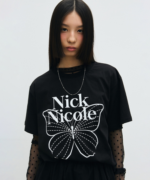 NICK&NICOLE(ニックアンドニコール)の「BIG BUTTERFLY SLEEVE TOP_BLACK WHITE(Tシャツ/カットソー・レディース・その他・FREE)」の2枚目の写真