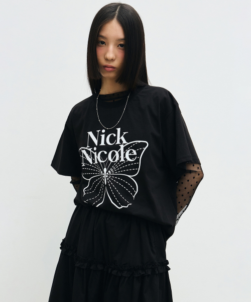 NICK&NICOLE(ニックアンドニコール)の「BIG BUTTERFLY SLEEVE TOP_BLACK WHITE(Tシャツ/カットソー・レディース・その他・FREE)」の3枚目の写真