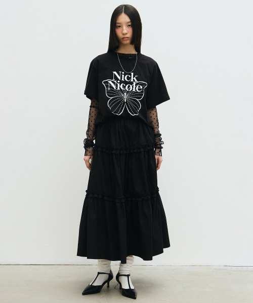 NICK&NICOLE(ニックアンドニコール)の「BIG BUTTERFLY SLEEVE TOP_BLACK WHITE(Tシャツ/カットソー・レディース・その他・FREE)」の4枚目の写真